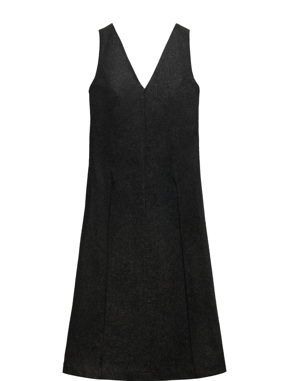 NWT Zara Dark Gray Wool Blend V-Neck A-Line Women's Dress M